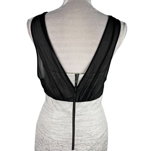 Max and Cleo Cocktail Dress Cream Black Sheer Overlay 8 Sleeveless - Picture 12 of 16